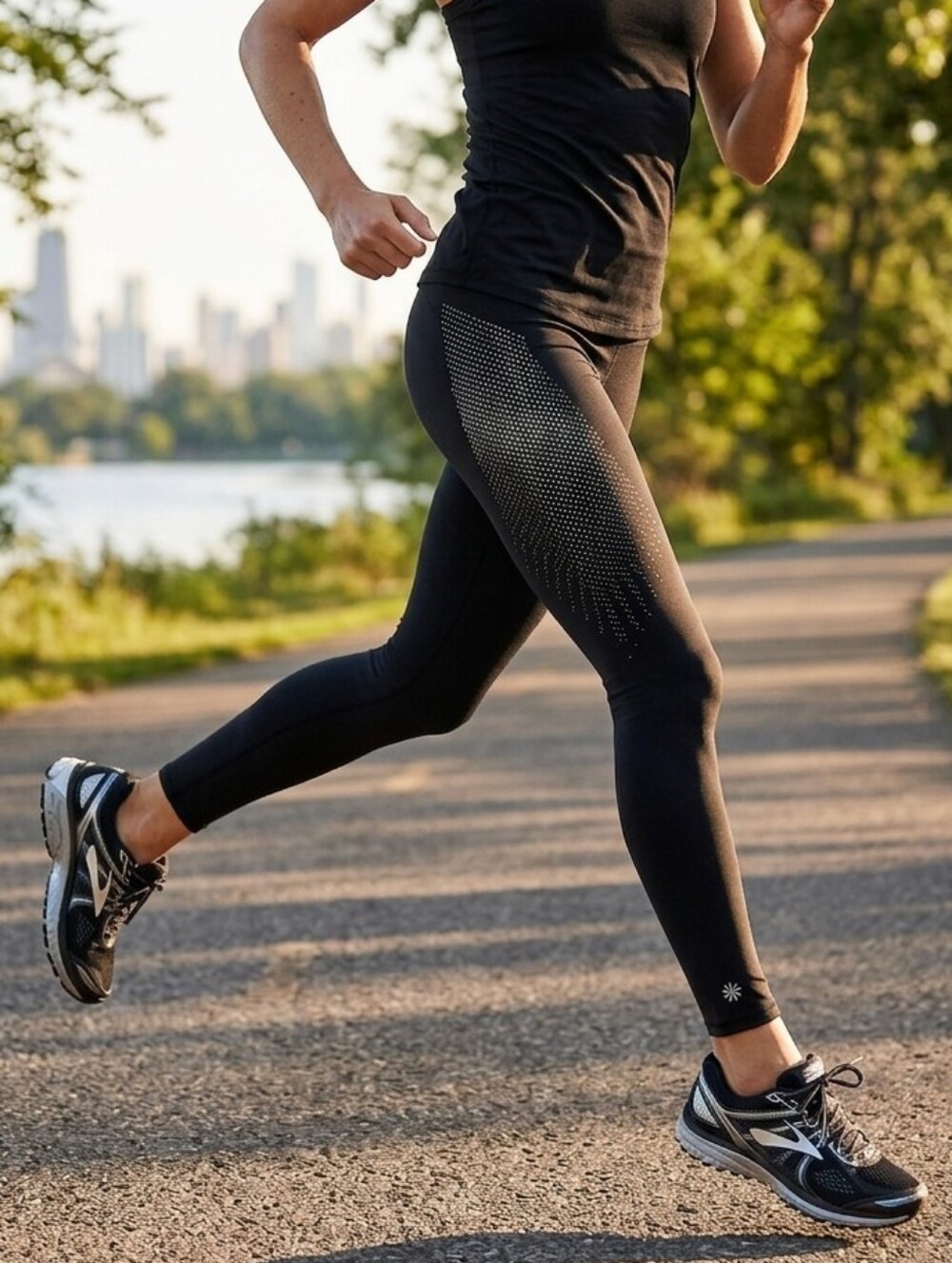 Athleta Black Reflective Dotted Full Length Leggings Small